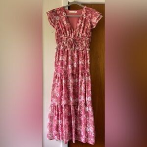 Altar'd State Rose Pink Floral Maxi Dress